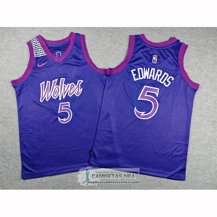 Camiseta Nino Minnesota Timberwolves Anthony Edwards NO 5 Ciudad 2025-26 Negro